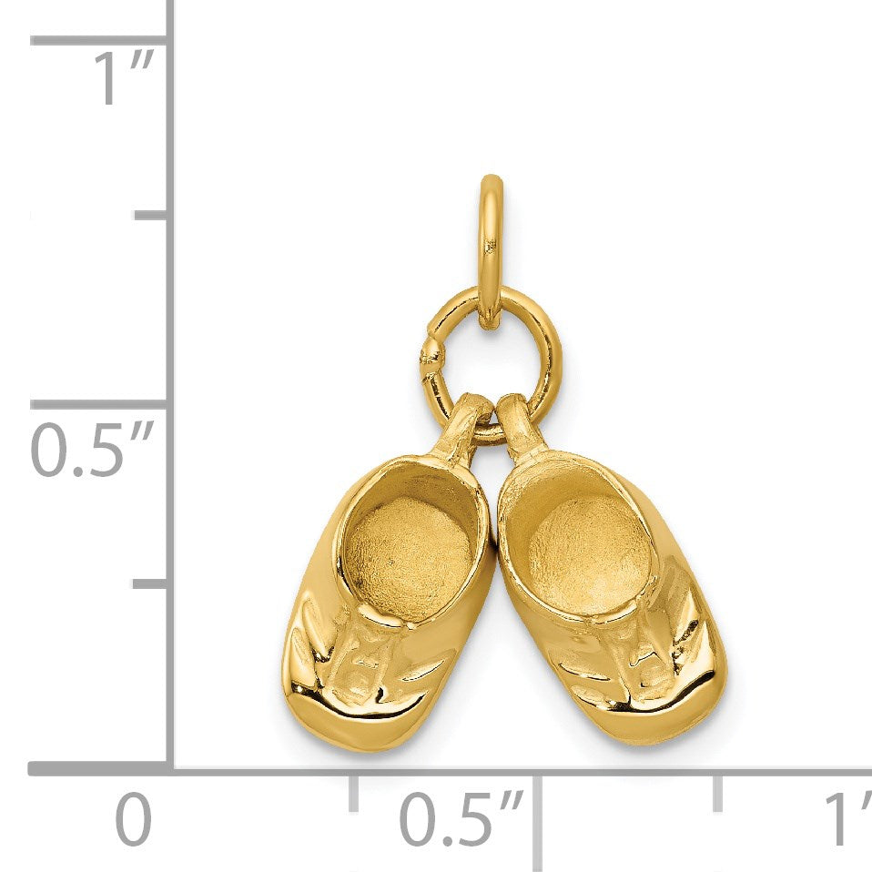 14k 3-D Moveable Polished Baby Shoes Charm