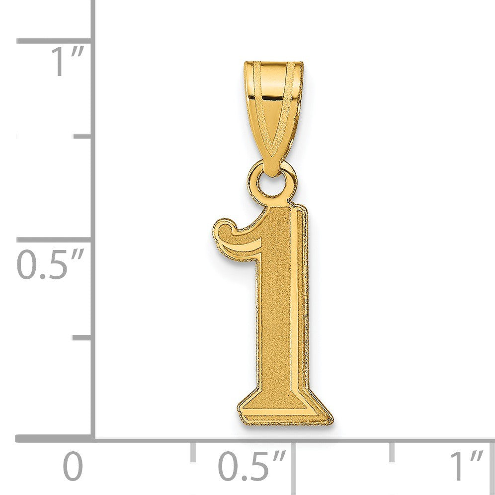 14k Polished Etched Number 1 Pendant