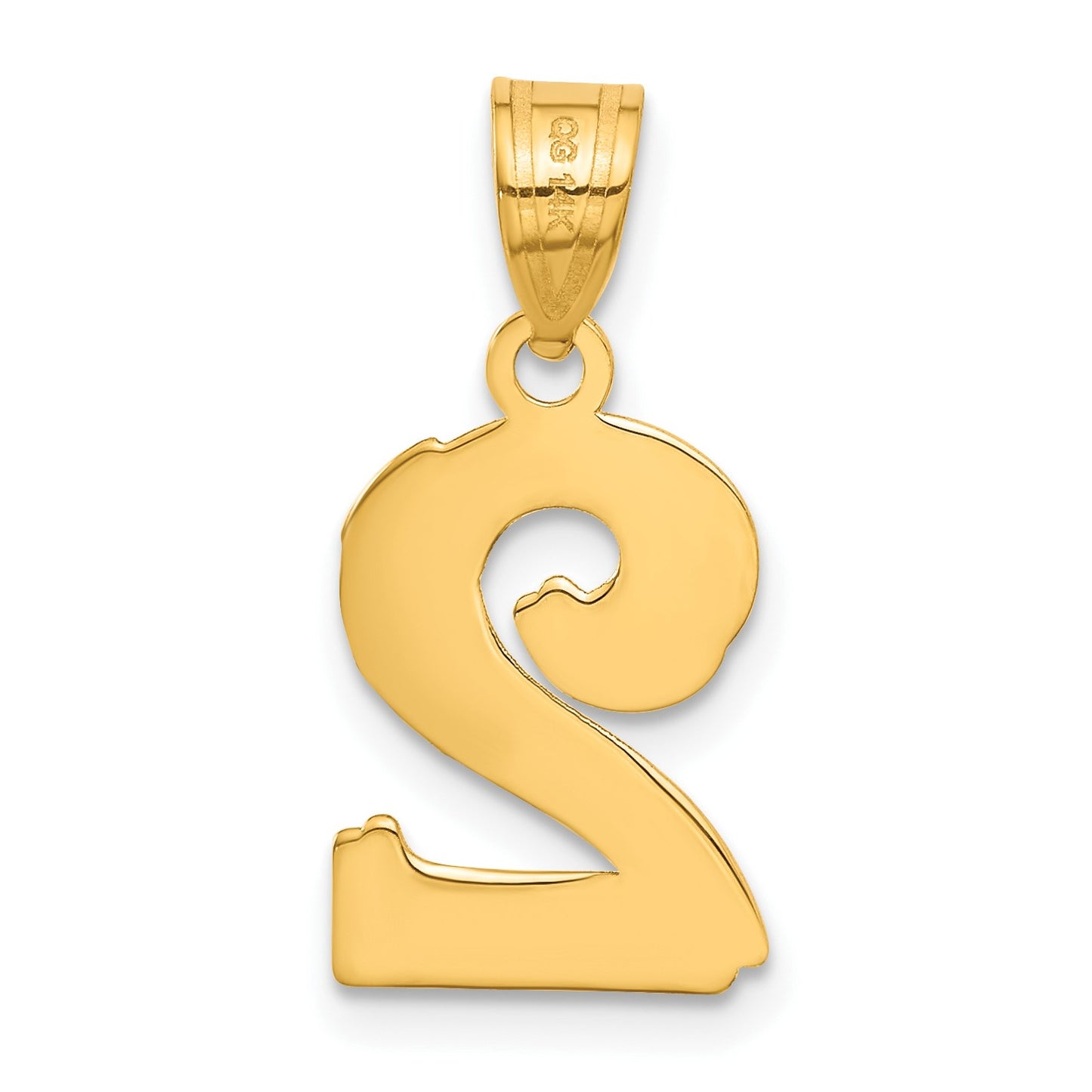 14k Polished Etched Number 2 Pendant