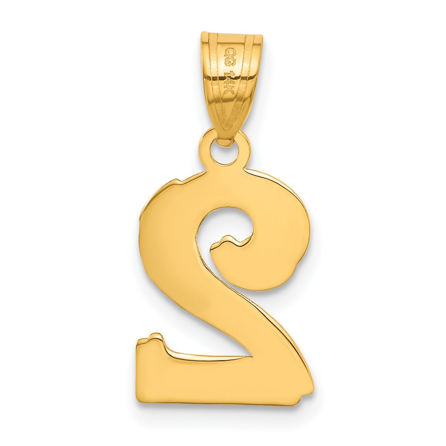 14k Polished Etched Number 2 Pendant
