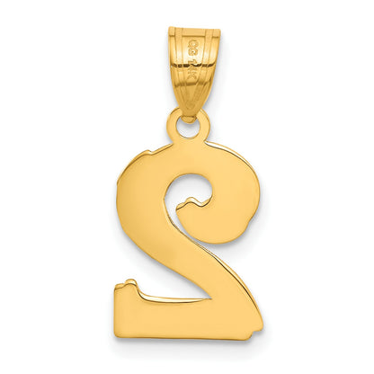 14k Polished Etched Number 2 Pendant