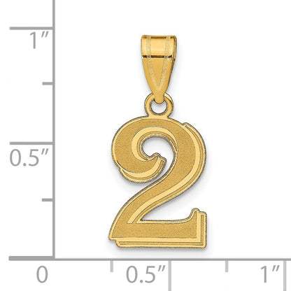 14k Polished Etched Number 2 Pendant