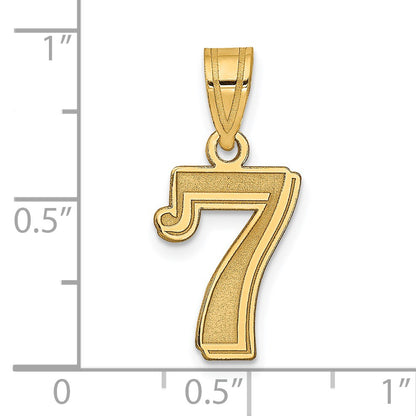14k Polished Etched Number 7 Pendant