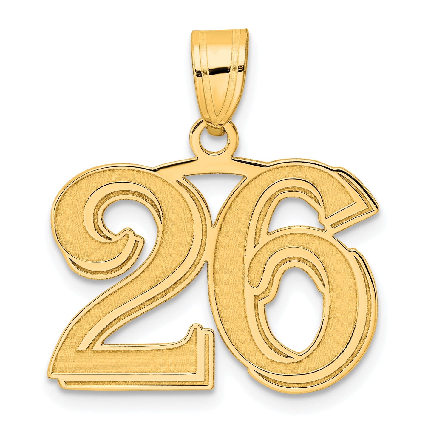 14k Polished Etched Number 26 Pendant