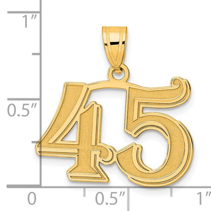 14k Polished Etched Number 45 Pendant