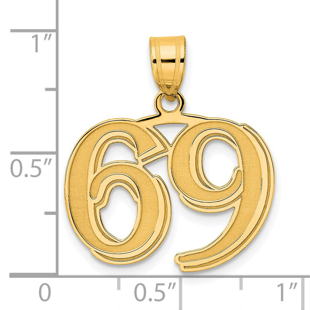 14k Polished Etched Number 69 Pendant