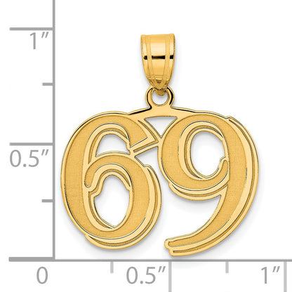 14k Polished Etched Number 69 Pendant