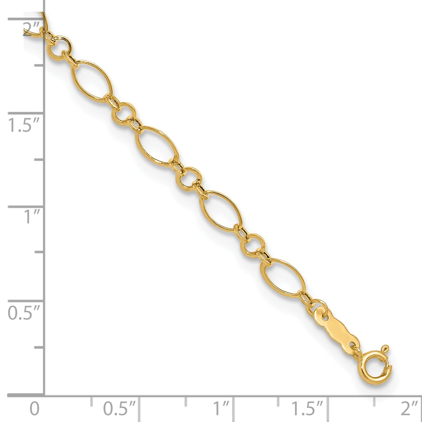 14k Fancy Figaro Link 9 inch Plus 1 inch Extender - Total 10 inch Anklet