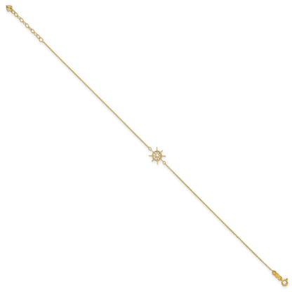 14k Ships Wheel 9 inch Plus 1 inch Extender - Total 10 inch Anklet