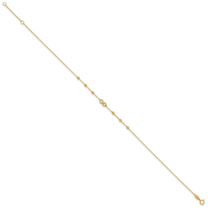14K Infinity Symbol and Diamond-cut Beads 10 inch Plus 1 inch Extender - Total 11 inch Anklet
