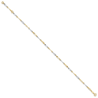 14k Two-Tone Polished Oval Twist Link 9 inch Plus 1 inch Extender - Total 10 inch Anklet
