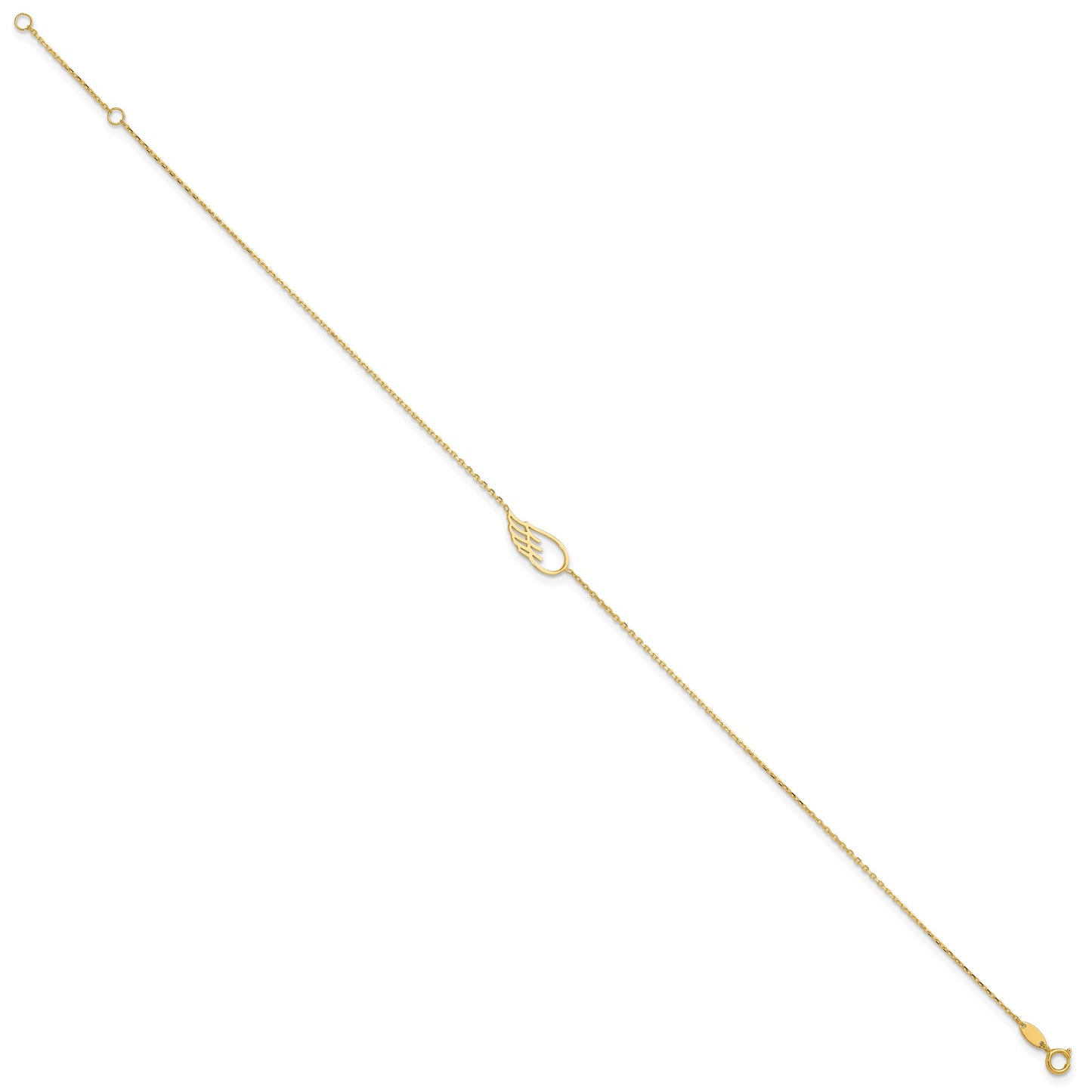 14K Cut-out Wing 10 inch Plus 1 inch Extender - Total 11 inch Anklet