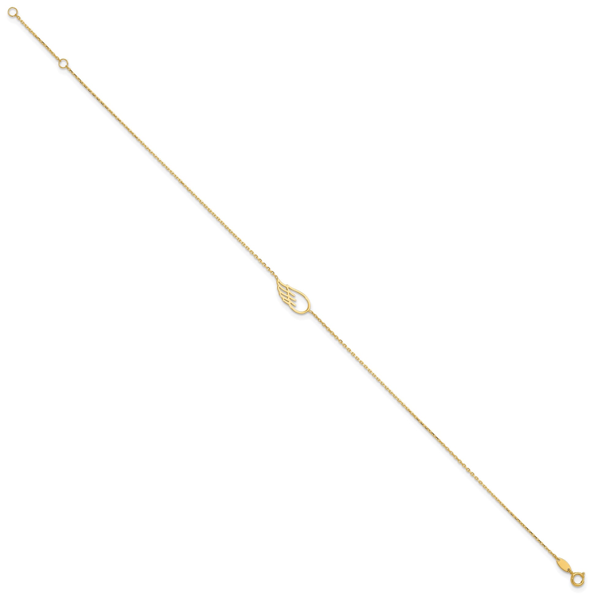 14K Cut-out Wing 10 inch Plus 1 inch Extender - Total 11 inch Anklet