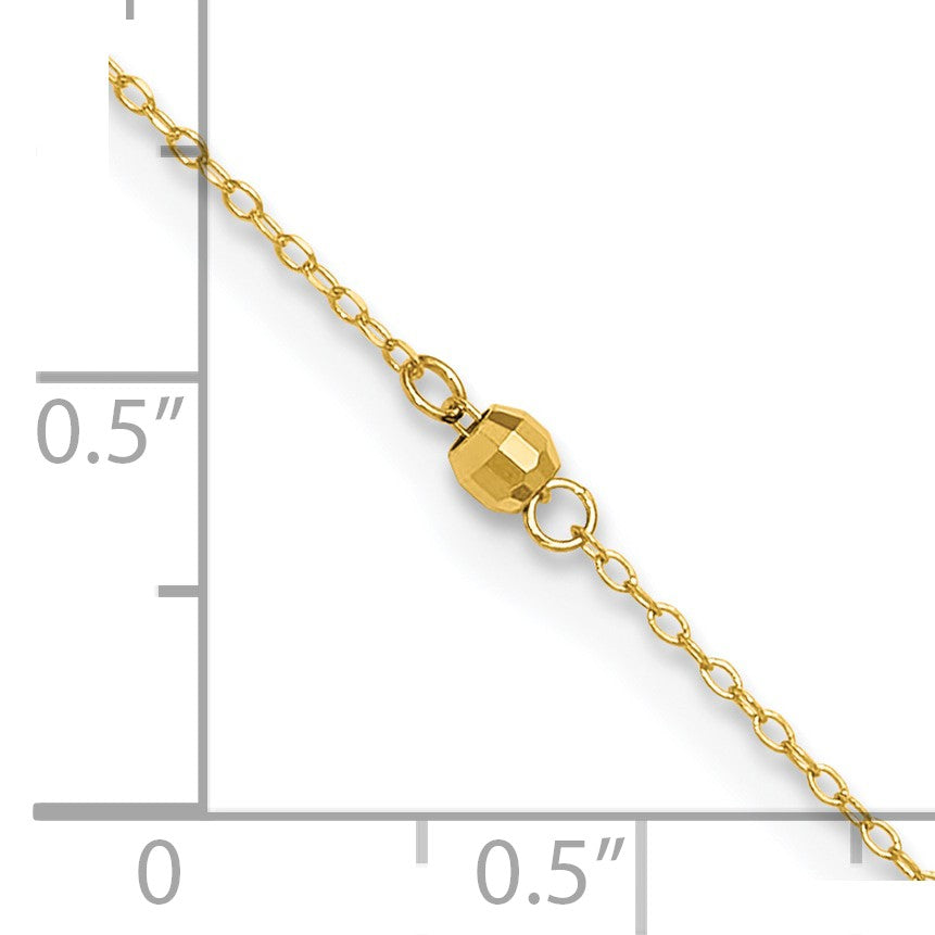 14K Mirror Beads 3-Station 9 inch Plus 1 inch Extender - Total 10 inch Anklet