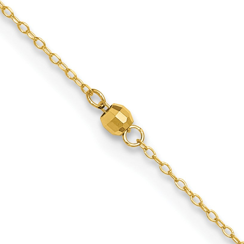14K Mirror Beads 3-Station 9 inch Plus 1 inch Extender - Total 10 inch Anklet