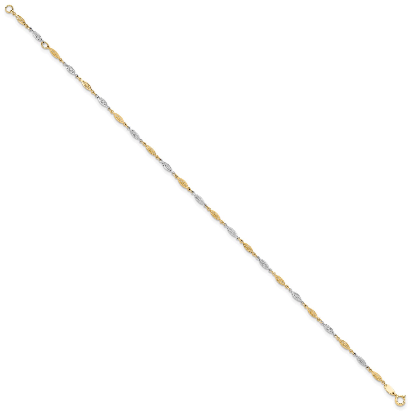 14K Two-tone Diamond-cut Infinity Link 9 inch Plus 1 inch Extender - Total 10 inch Anklet
