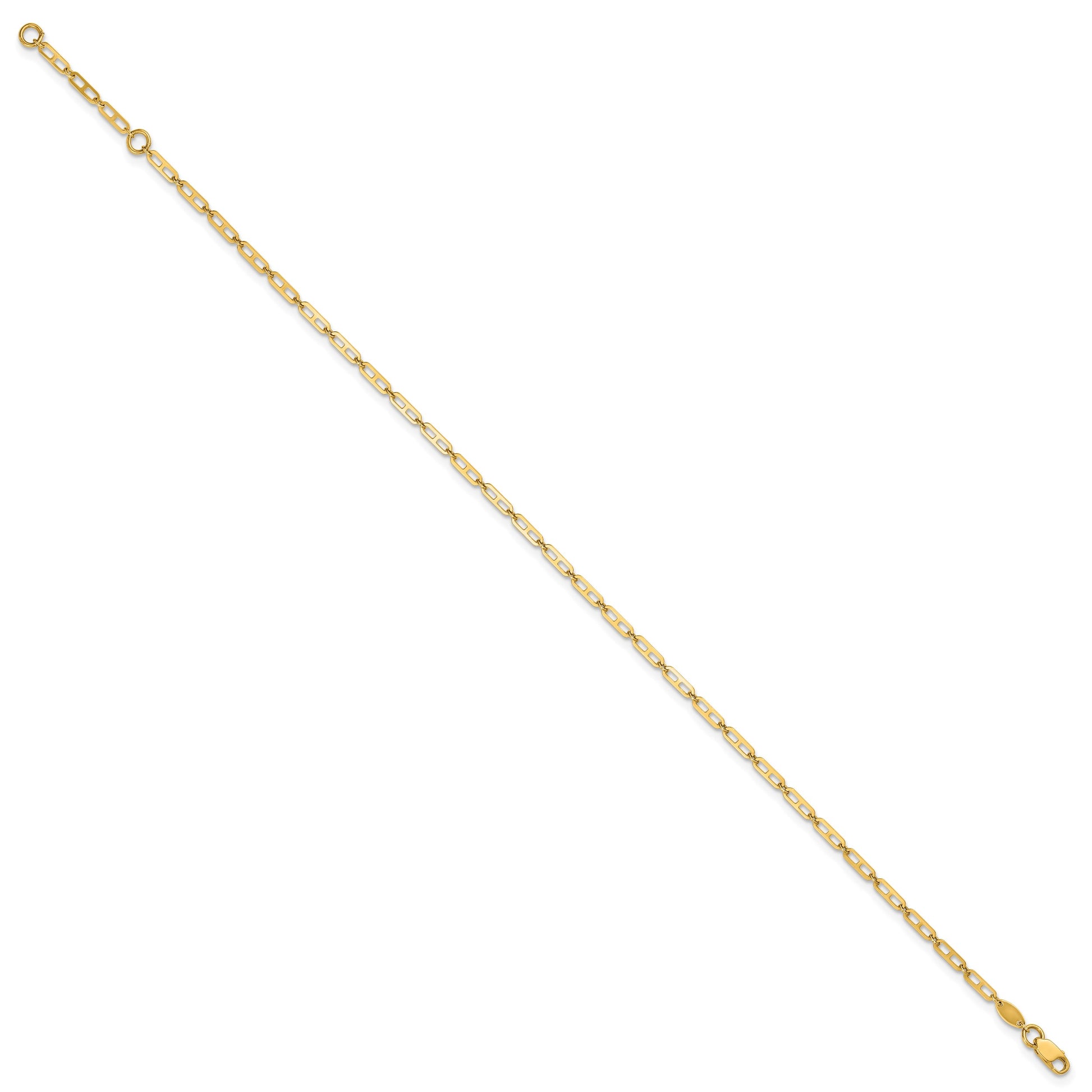 14k Polished Anchor Link 9 inch Plus 1 inch Extender - Total 10 inch Anklet