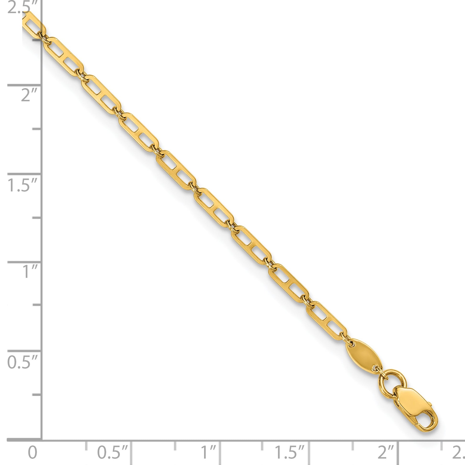 14k Polished Anchor Link 9 inch Plus 1 inch Extender - Total 10 inch Anklet