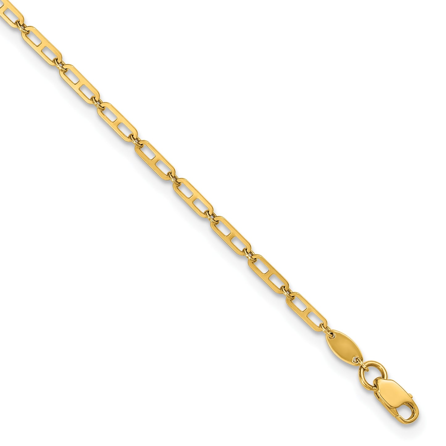 14k Polished Anchor Link 9 inch Plus 1 inch Extender - Total 10 inch Anklet