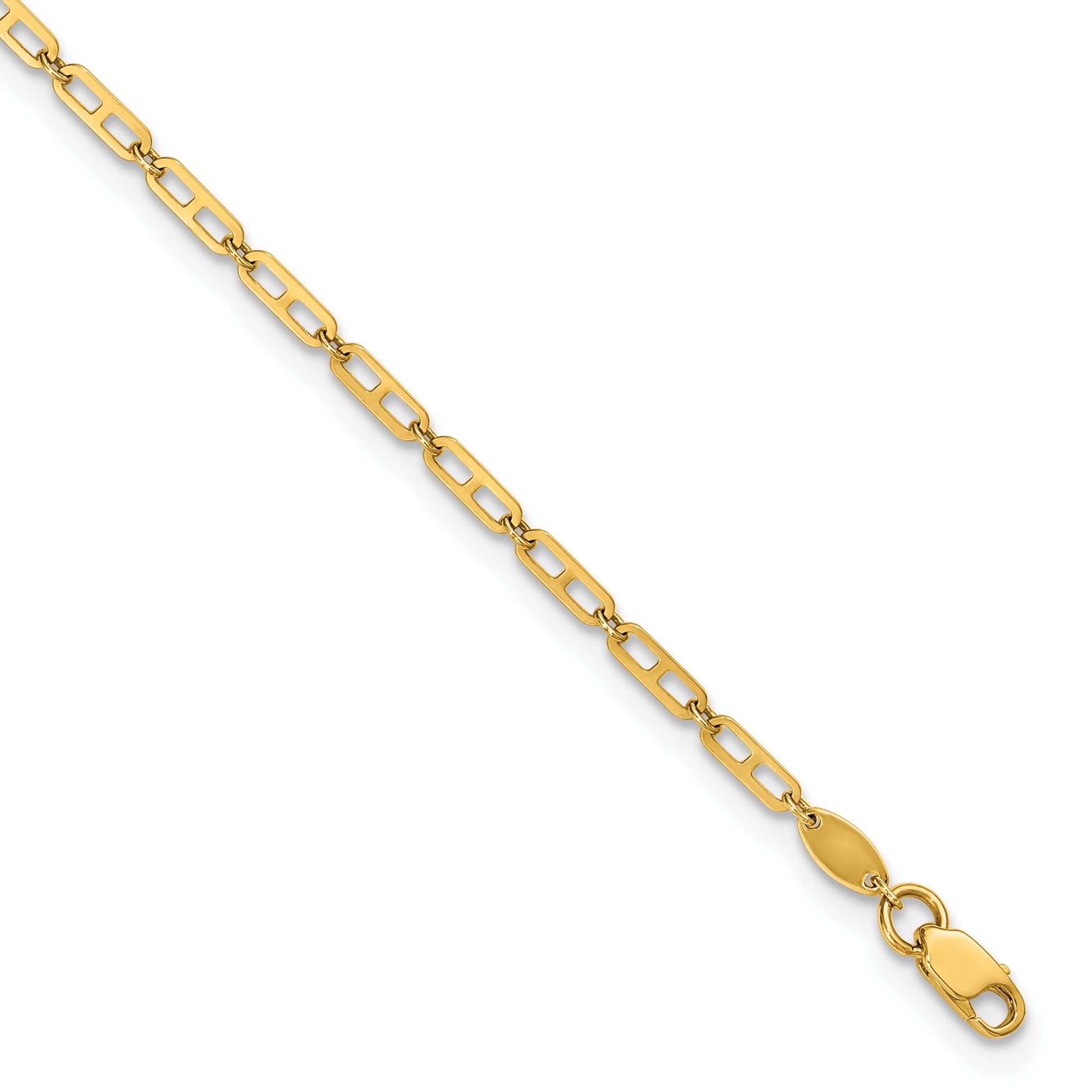 14k Polished Anchor Link 9 inch Plus 1 inch Extender - Total 10 inch Anklet