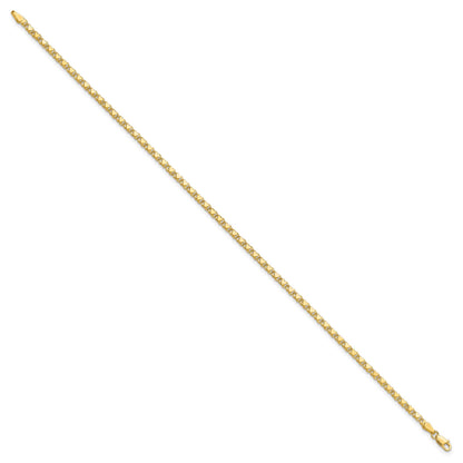 14k Polished Double-Sided Heart Solid 3mm Double Link 7 inch Charm Bracelet
