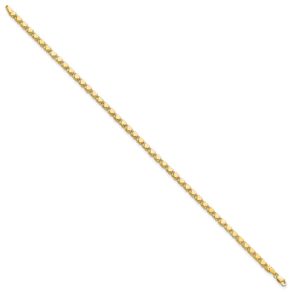 14k Polished Double-Sided Hearts Double Link 9 inch Anklet