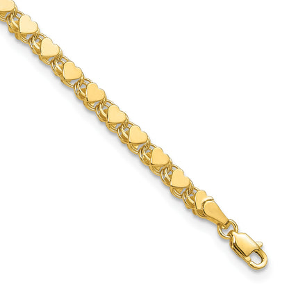 14k Polished Double-Sided Heart 5.5 inch Childs Bracelet