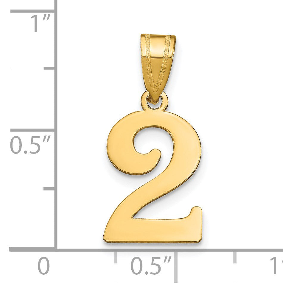 14k Polished Number 2 Pendant