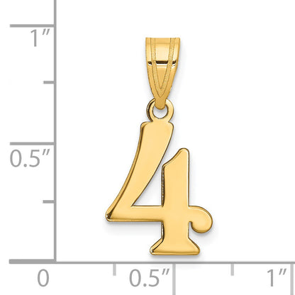 14k Polished Number 4 Pendant