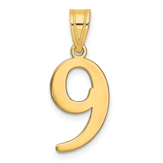 14k Polished Number 9 Pendant