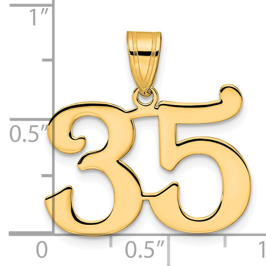 14k Polished Number 35 Pendant