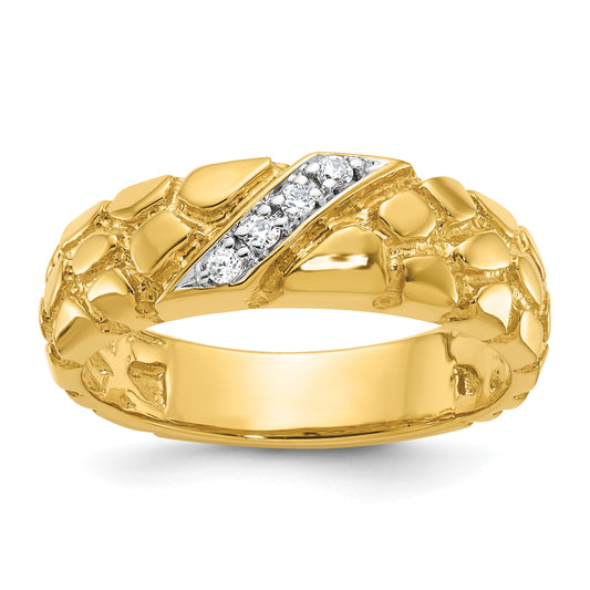IB Goodman 14k Mens 1/15 carat Diamond Nugget Complete Ring
