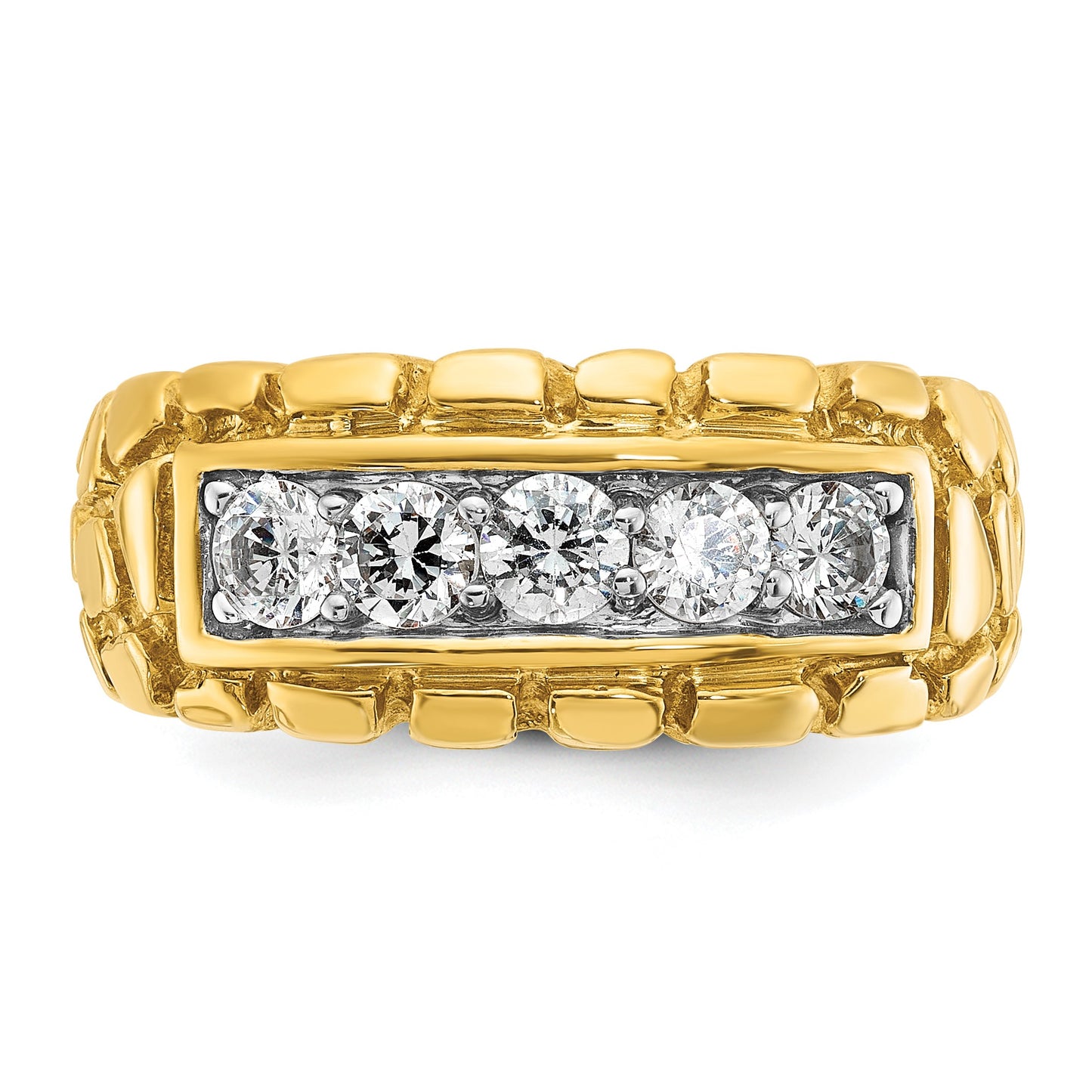 IB Goodman 14k Mens 1 carat Diamond 5-Stone Nugget Complete Ring