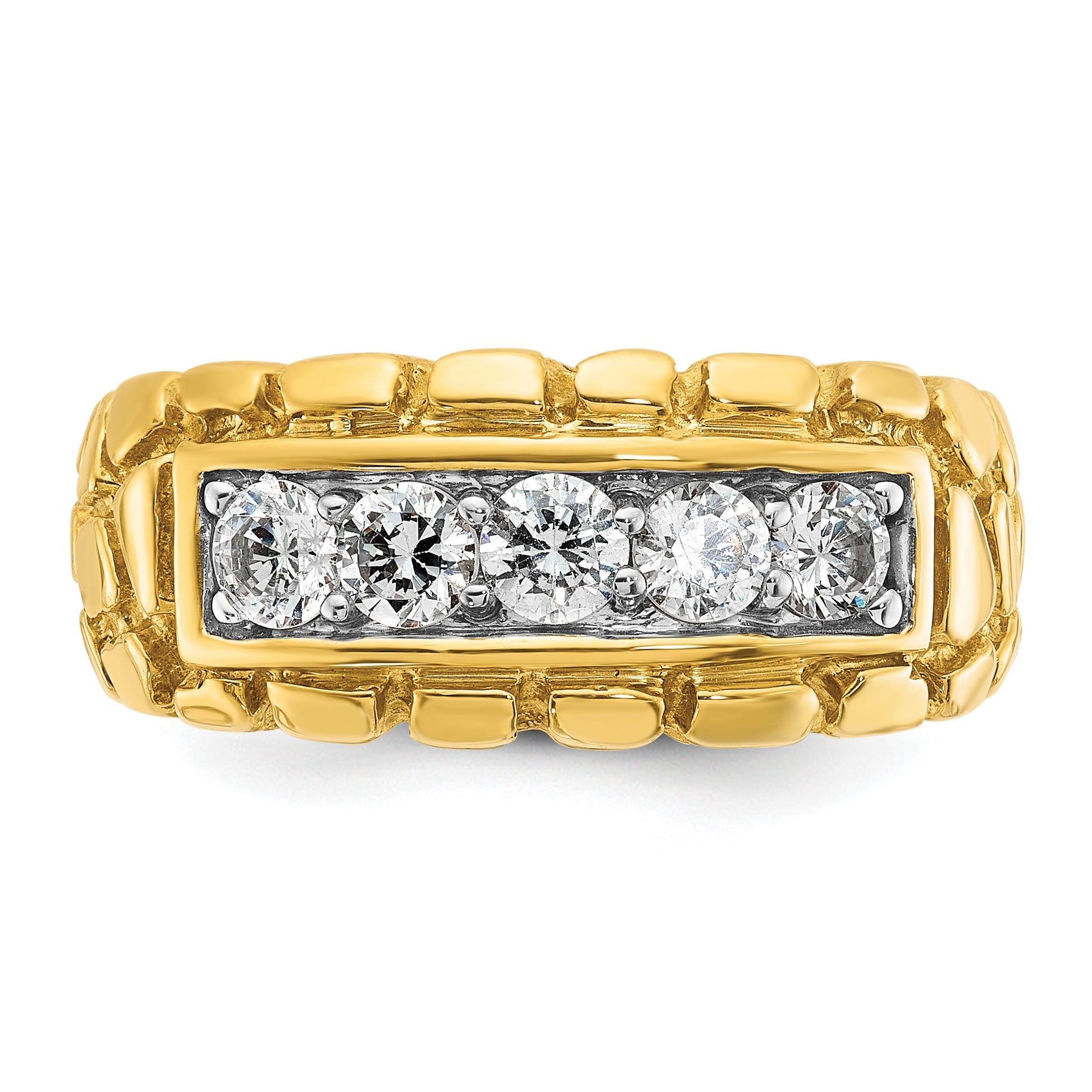 IB Goodman 14k Mens 1 carat Diamond 5-Stone Nugget Complete Ring