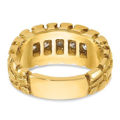 IB Goodman 14k Mens 1 carat Diamond 5-Stone Nugget Complete Ring