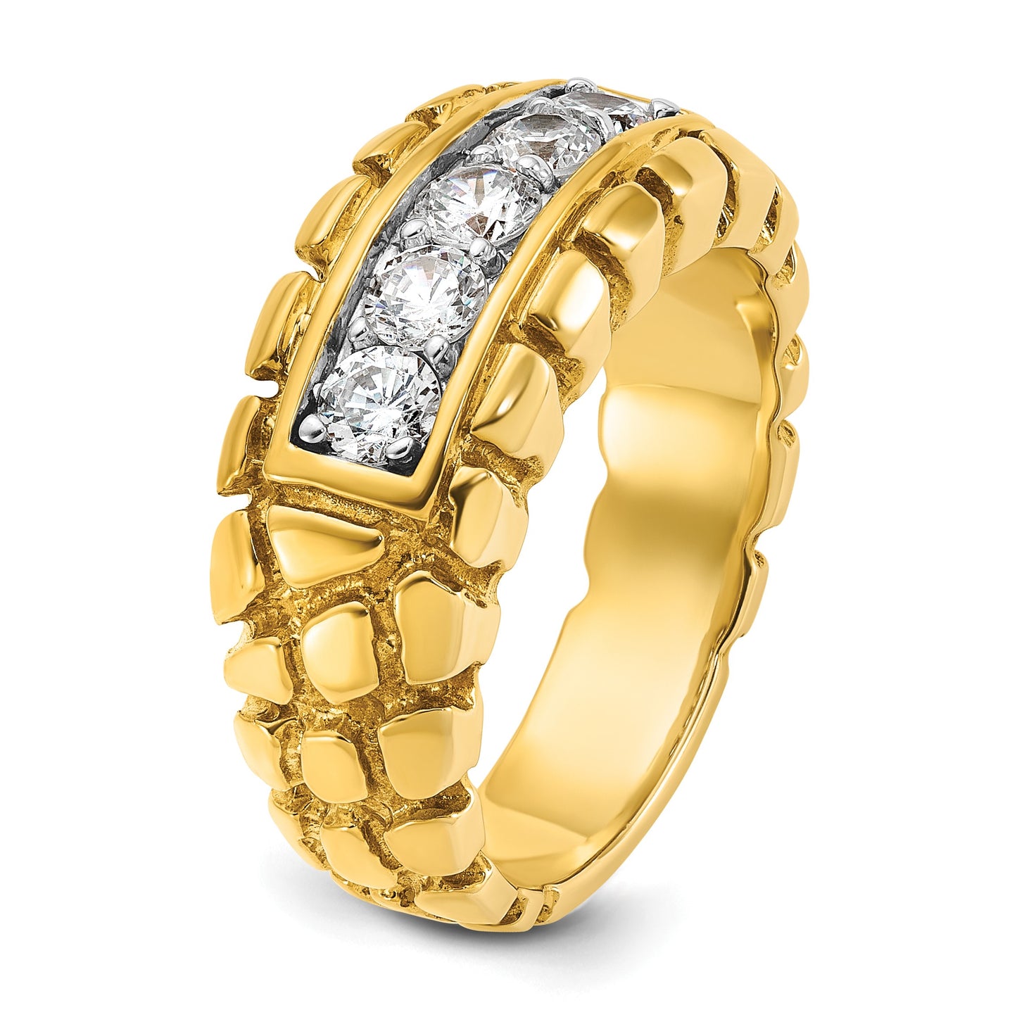 IB Goodman 14k Mens 1 carat Diamond 5-Stone Nugget Complete Ring