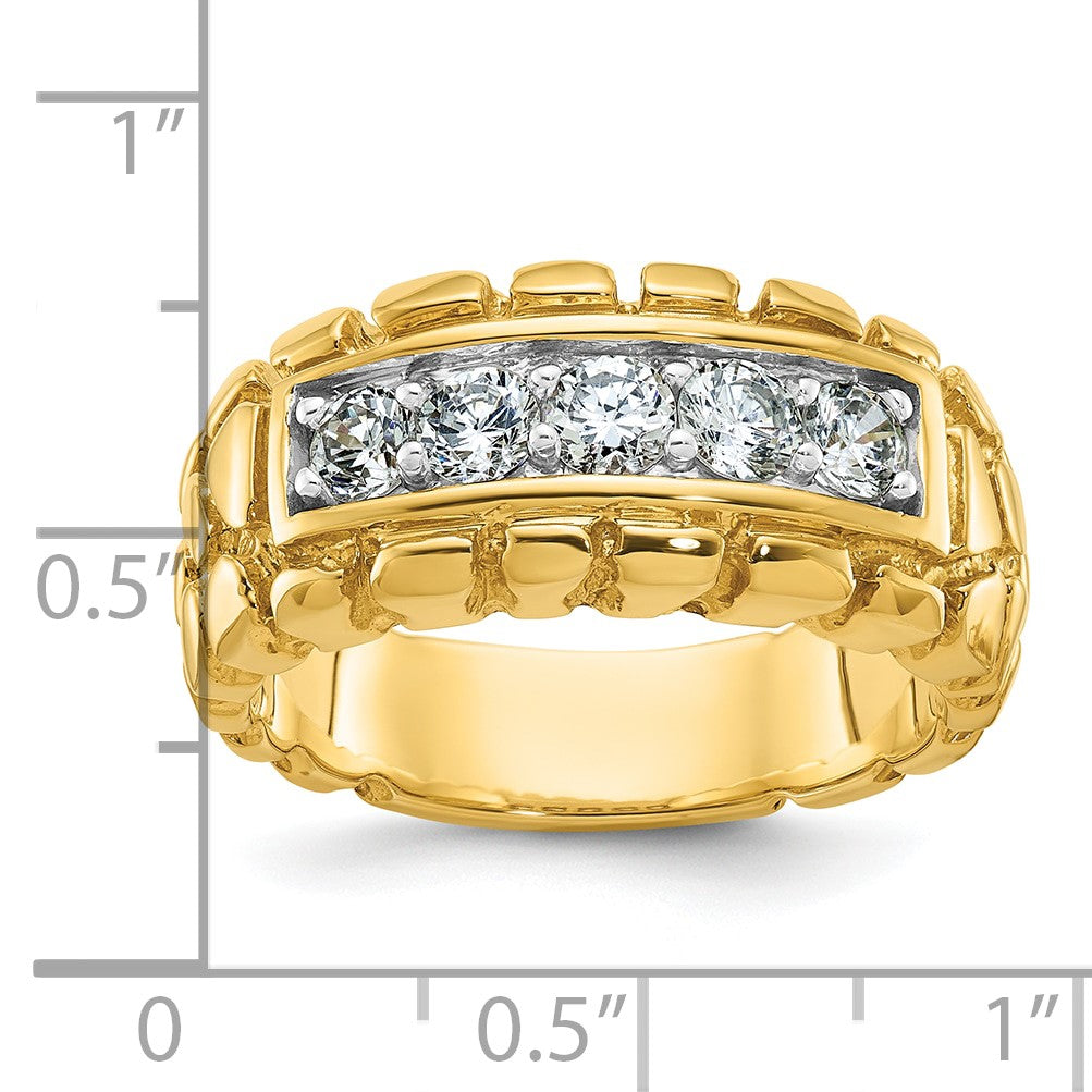 IB Goodman 14k Mens 1 carat Diamond 5-Stone Nugget Complete Ring