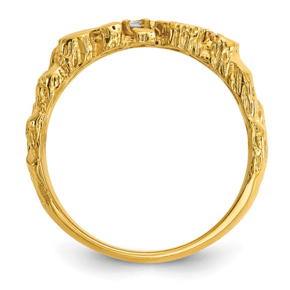 14k IBGoodman Men's Polished Nugget Textured Lab Grown Diamond VS+ F+ Ring