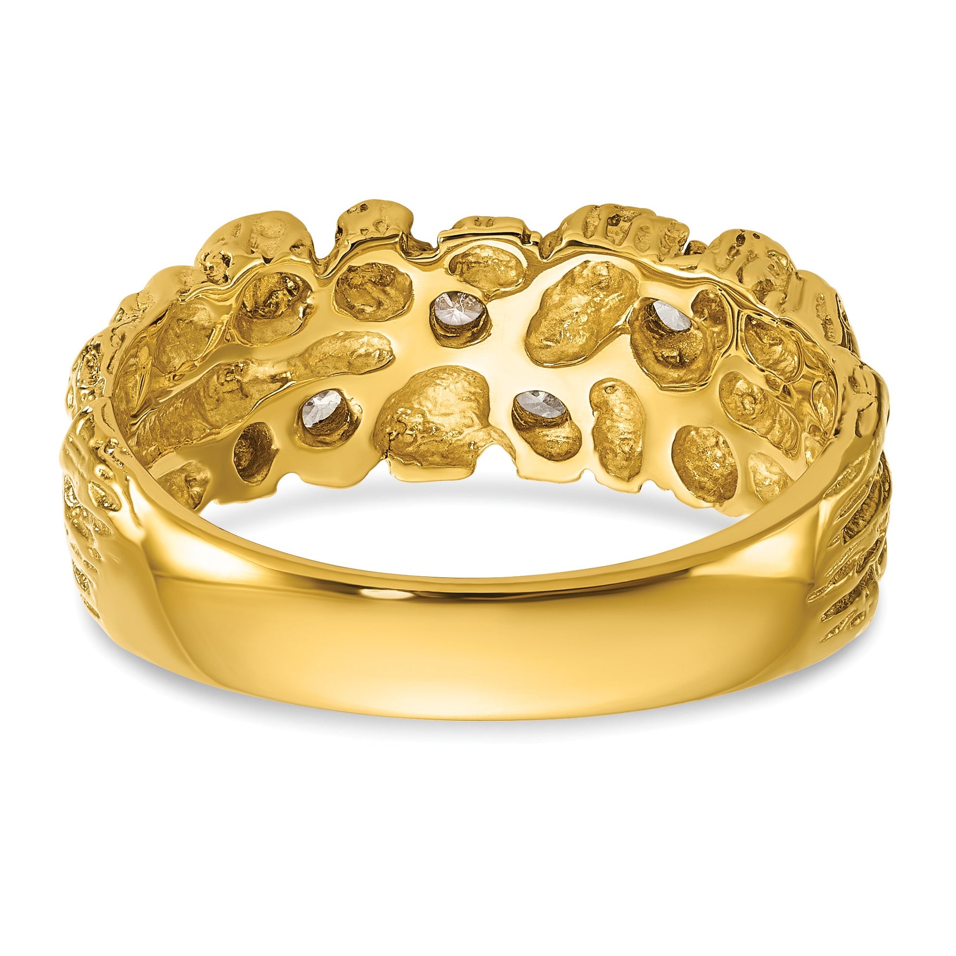 14k IBGoodman Men's Polished Nugget Textured Lab Grown Diamond VS+ F+ Ring