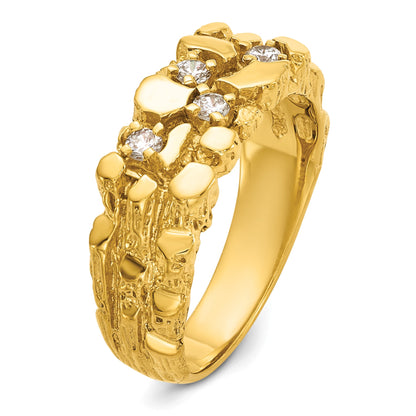 14k IBGoodman Men's Polished Nugget Textured Lab Grown Diamond VS+ F+ Ring