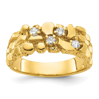 14k IBGoodman Men's Polished Nugget Textured Lab Grown Diamond VS+ F+ Ring