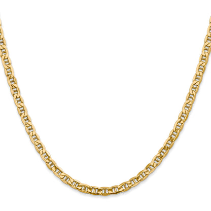 14K 22 inch 4mm Semi-Solid Anchor with Lobster Clasp Chain