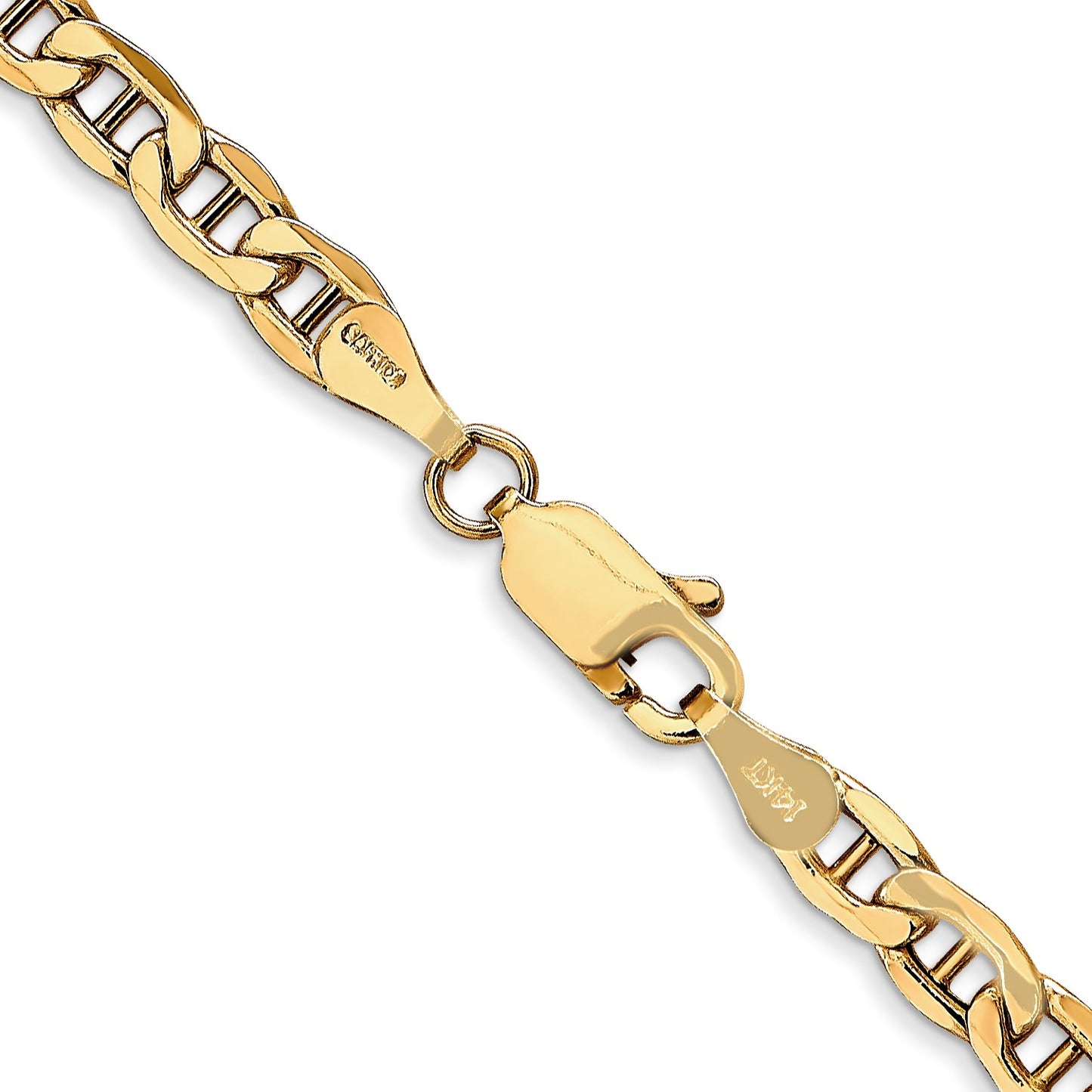 14K 20 inch 4mm Semi-Solid Anchor with Lobster Clasp Chain