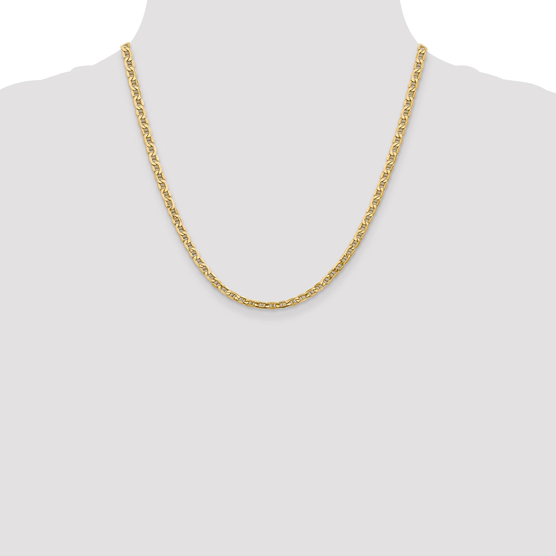 14K 20 inch 4mm Semi-Solid Anchor with Lobster Clasp Chain