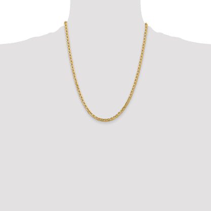 14K 22 inch 4mm Semi-Solid Anchor with Lobster Clasp Chain