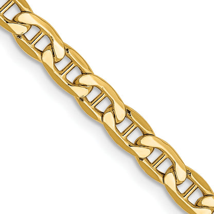 14K 26 inch 4mm Semi-Solid Anchor with Lobster Clasp Chain