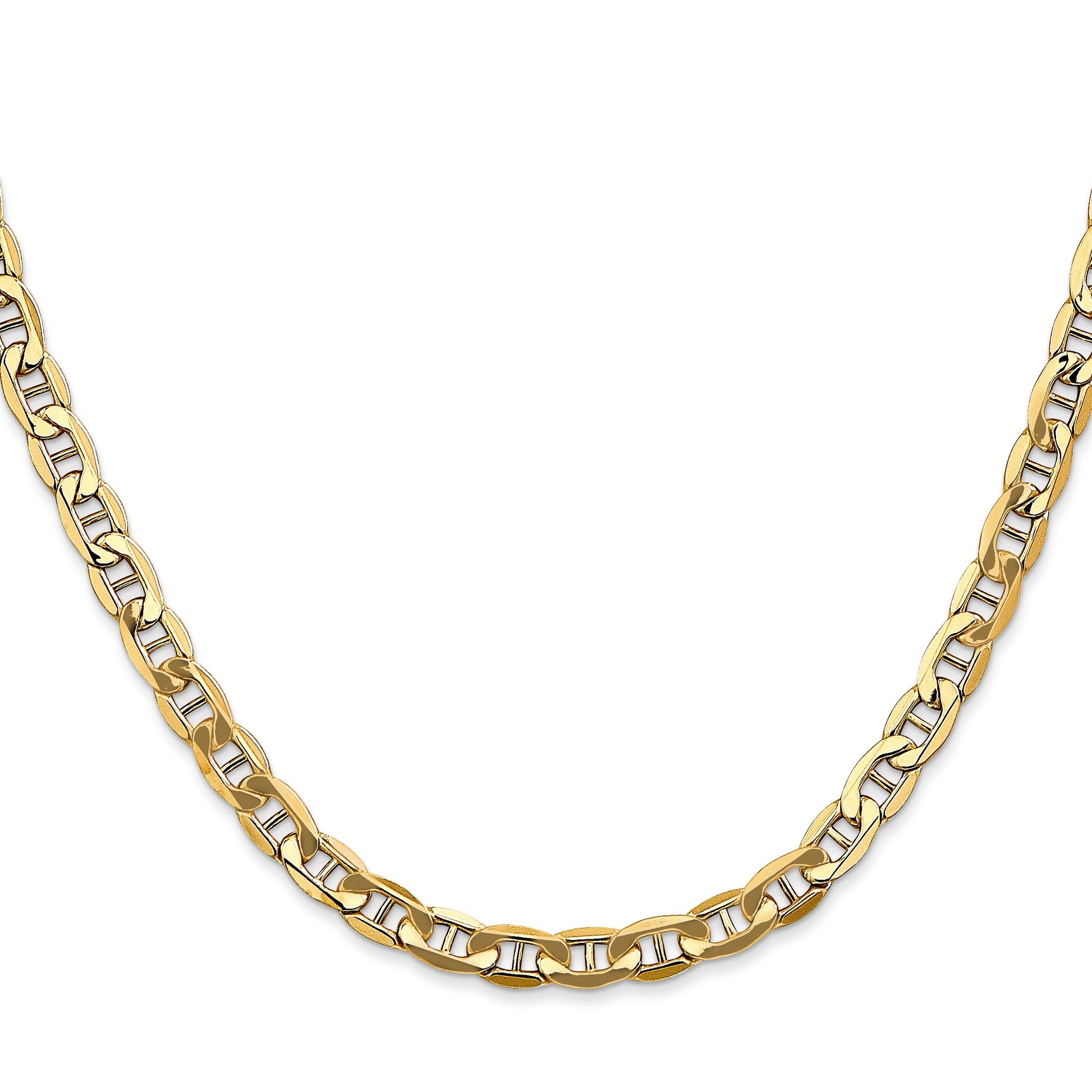 14K 24 inch 4.75mm Semi-Solid Anchor with Lobster Clasp Chain