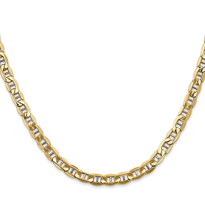 14K 24 inch 4.75mm Semi-Solid Anchor with Lobster Clasp Chain
