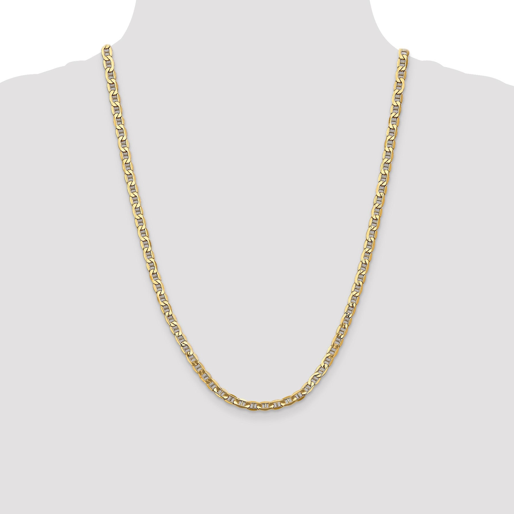 14K 24 inch 4.75mm Semi-Solid Anchor with Lobster Clasp Chain