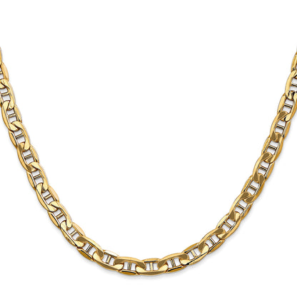 14K 22 inch 5.5mm Semi-Solid Anchor with Lobster Clasp Chain